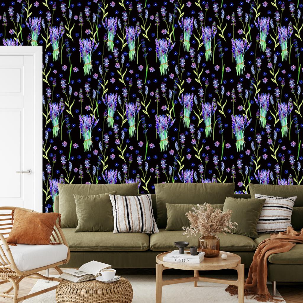 Purple Flowers Wallpaper for Living Room and Bedroom 50x1000