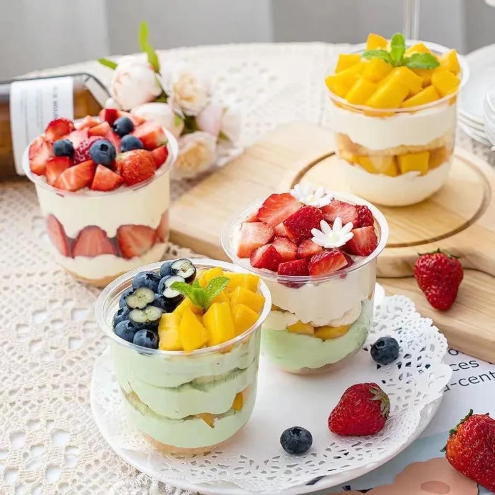 50pcs 250/360/500ML Ice Cream Cup U Shaped Dessert Cup Drinkware Salad Cup Jelly