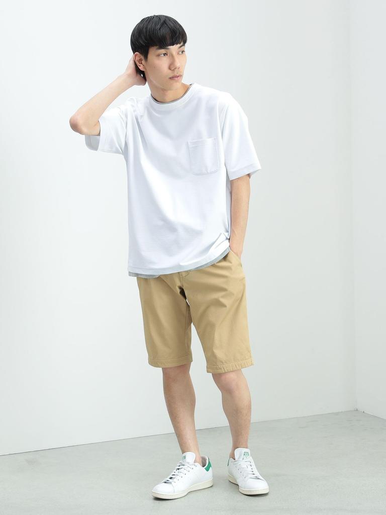 Cool Touch TEE Cool Touch Fake Layer Pocket БЕЛАЯ S 42040339639 [BEAMS HEART] Футболка из натуральной кожи с короткими рукавами для мужчин