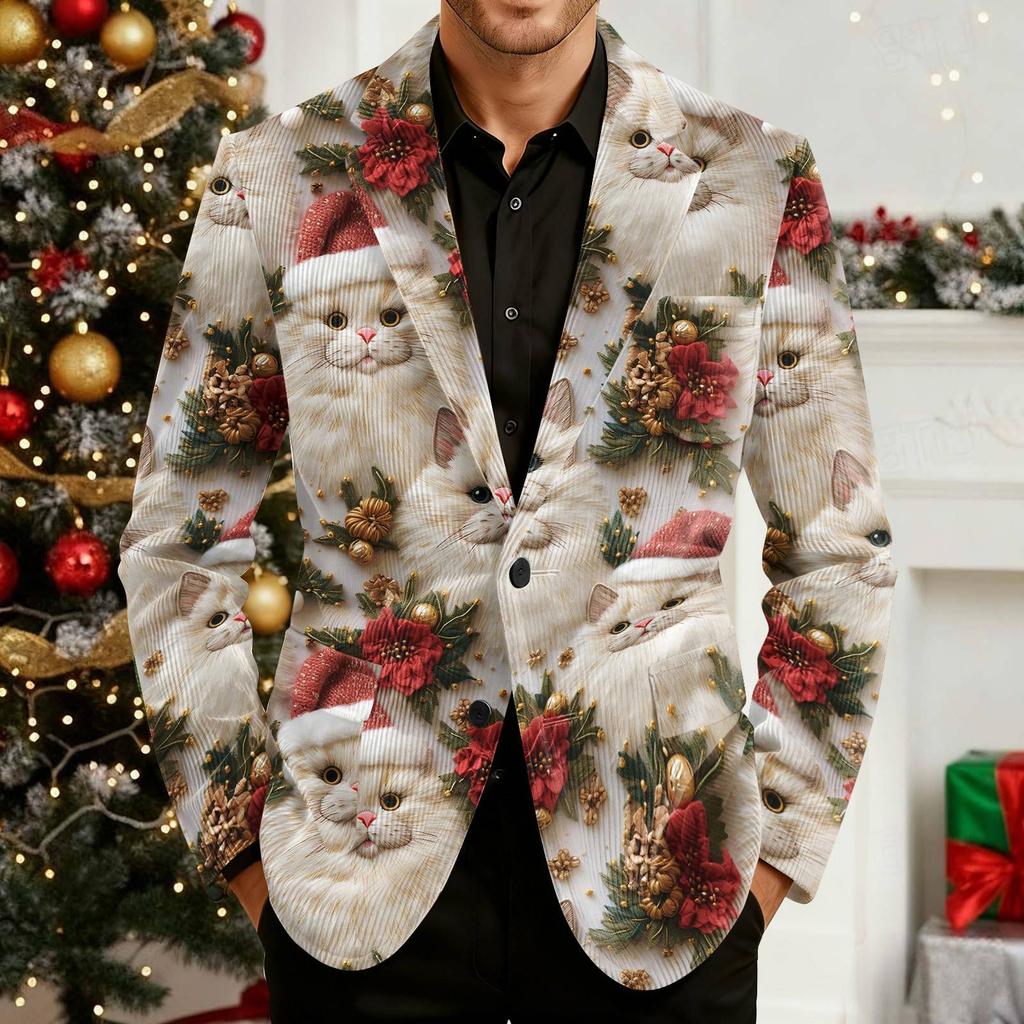 Мужской вельветовый теплый пиджак-кардиган с принтом и карманами, мужской повседневный костюм