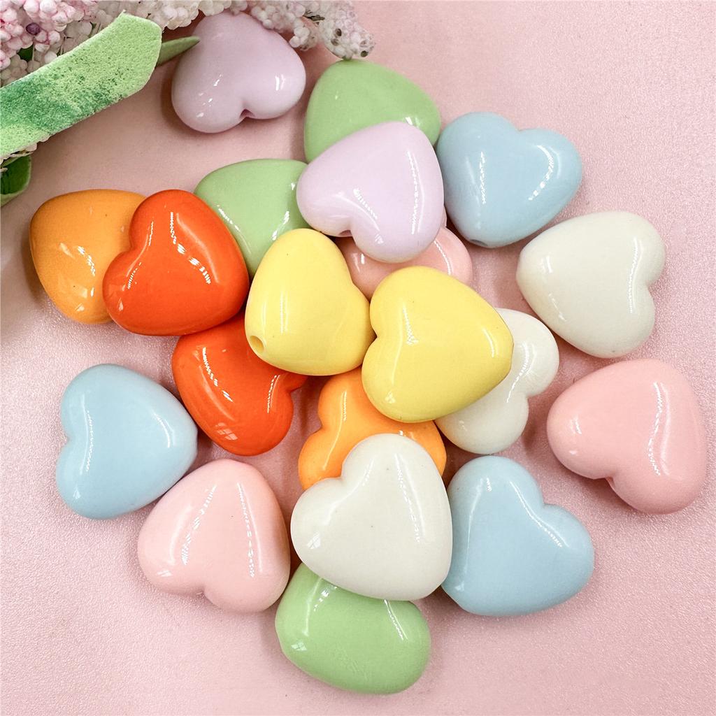 Домашний однотонный цвет для изготовления ожерелья и сережек, модные бусины в форме сердца, акрил 18,8*17,2 мм, 20 шт./пакет, материалы ручной работы «сделай сам»