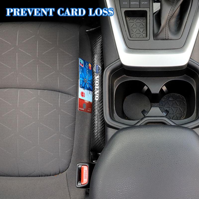 2Pcs Carbon Fiber Car Seat Gap Filler Plug Leak-proof Strip For Volvo XC90 V90 V60 XC60 V40 S80 S60 S90 C40 XC40 V70 XC70 C30 C7