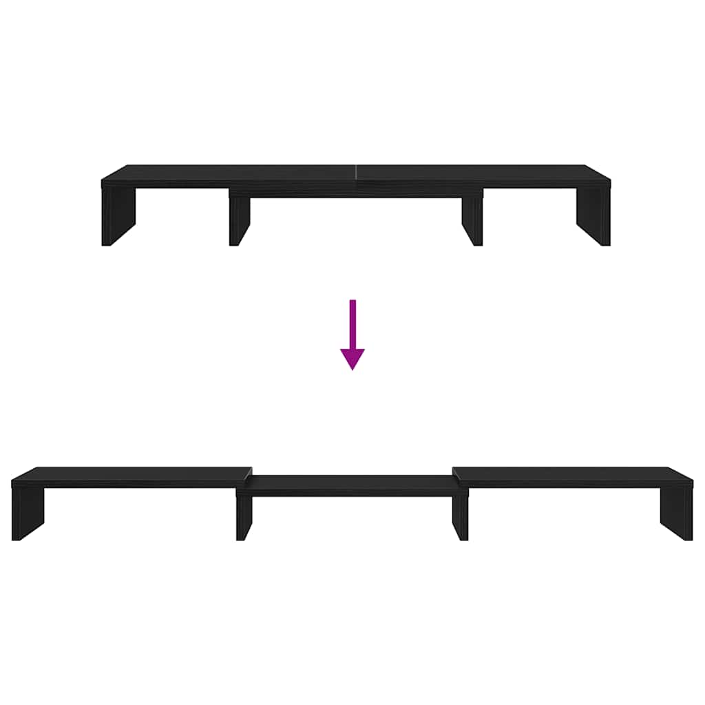 Monitor Stand Adjustable Black Oak Look 80x24x10.5 cm