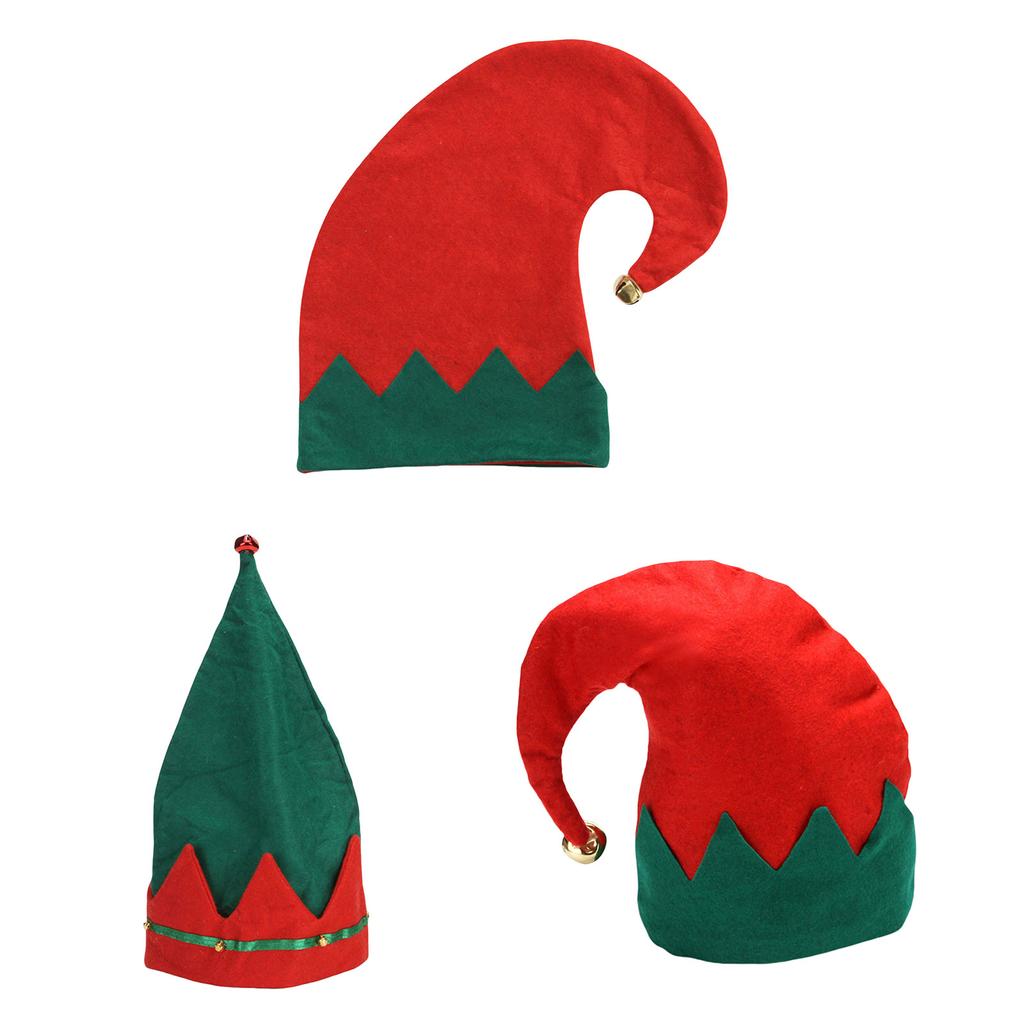 Cheerful Elf Hat with Bells Unisex Beanies Hat Slouch Christmas Headwear Baggy Hat Slouch Beanies Mischievous Elf