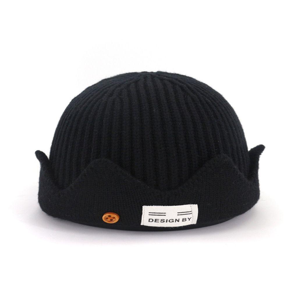 Winter Cloth Tag Skullies Cosplay Crown Wool Hat Knitted Hat Men Beanies Cap Korean Style Caps