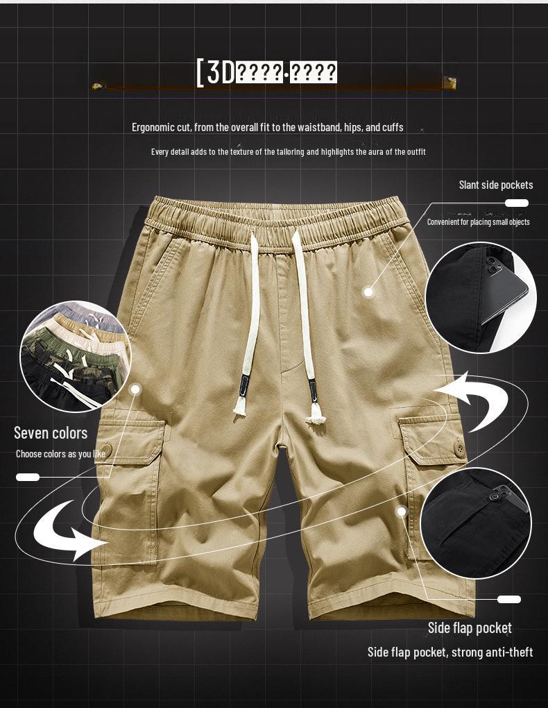 Men's Large Cotton Casual Work Shorts - European & American Summer Style