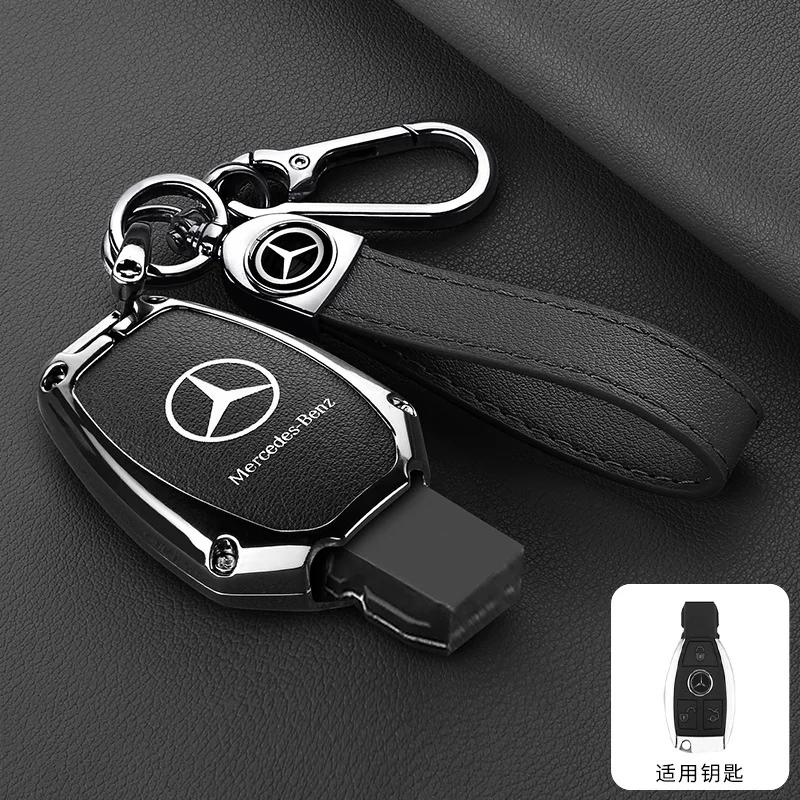 XUY2 Leather Car Smart Key Cover Case Protector For Mercedes Benz A B C S Class AMG GLA CLA GLC W176 W221 W204 Accessories Keychain