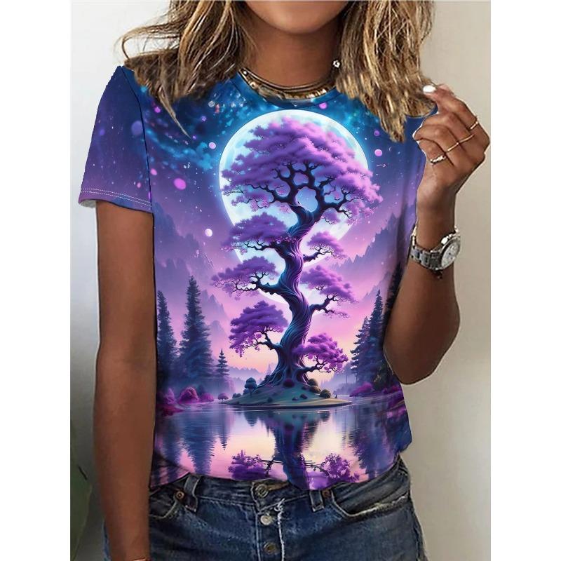 3D-печать Обработка печати для летней женской футболки с круглым вырезом для женщин Футболки женские