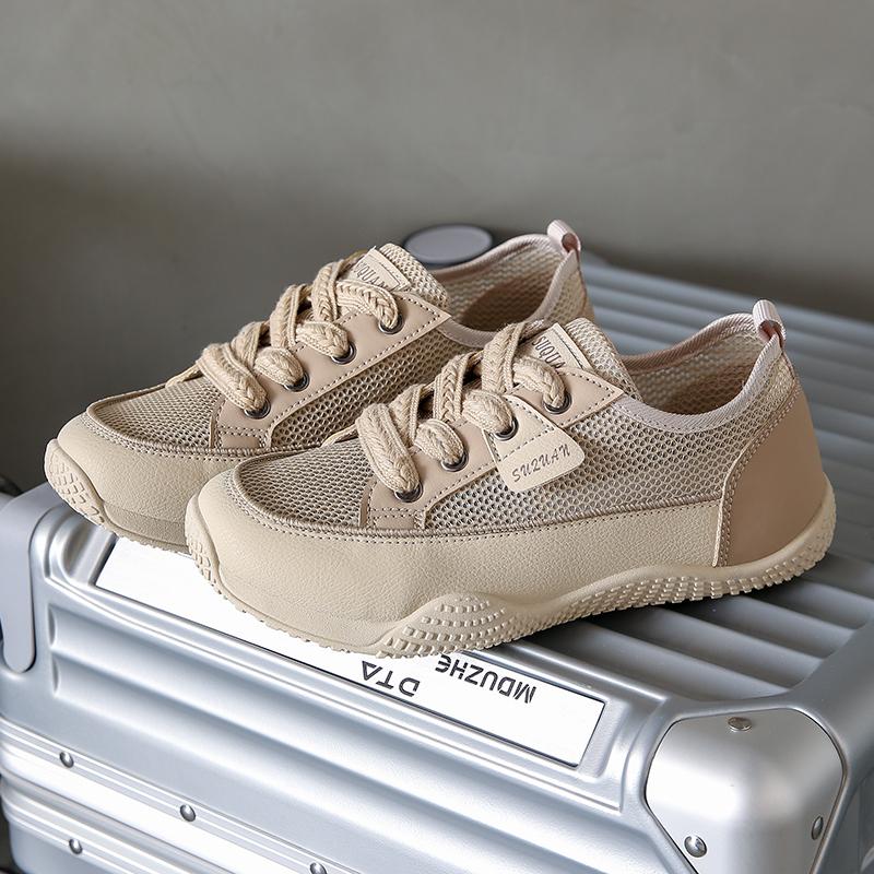 2024 New Fashion Casual Vulcanized Shoes Color Matching Mesh Lace-up Breathable Low-top Women's Sports Shoes Zapatos De Mujer