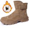 Fashion Wam Plush Snow Boots With Steel Toe Shoes for Man Work Safety Boots Suede Anti-spark Men Safety Shoes Puncture Proof Work Boots