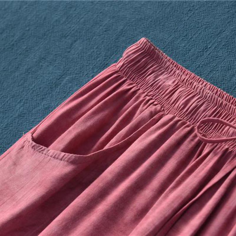 Johnature Весенне-осенние длинные брюки в стиле ретро с эластичной резинкой на талии и широкими штанинами, женские брюки на шнуровке