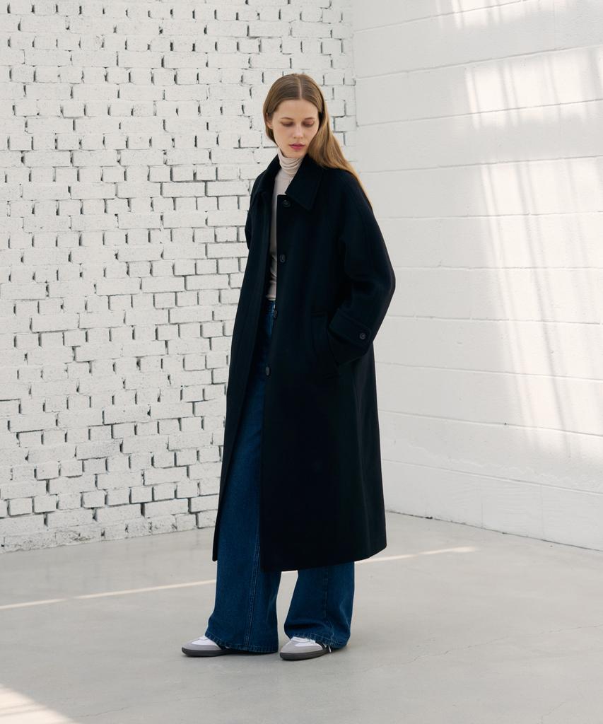 Drawfit Women Soft Cashmere Single Balmacaan Coat [Butter]