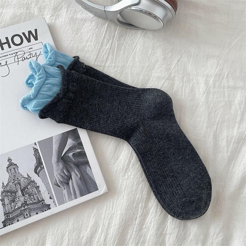 Женские весенне-осенние цветные носки-гольфы из чистого хлопка без косточек