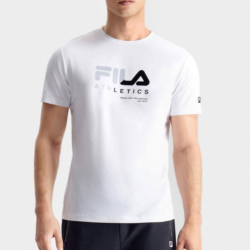 Fila Футболка мужская с коротким рукавом и круглым вырезом Latte Girl 3.0 с принтом логотипа, топы, нефритово-белый A11M321104FWT