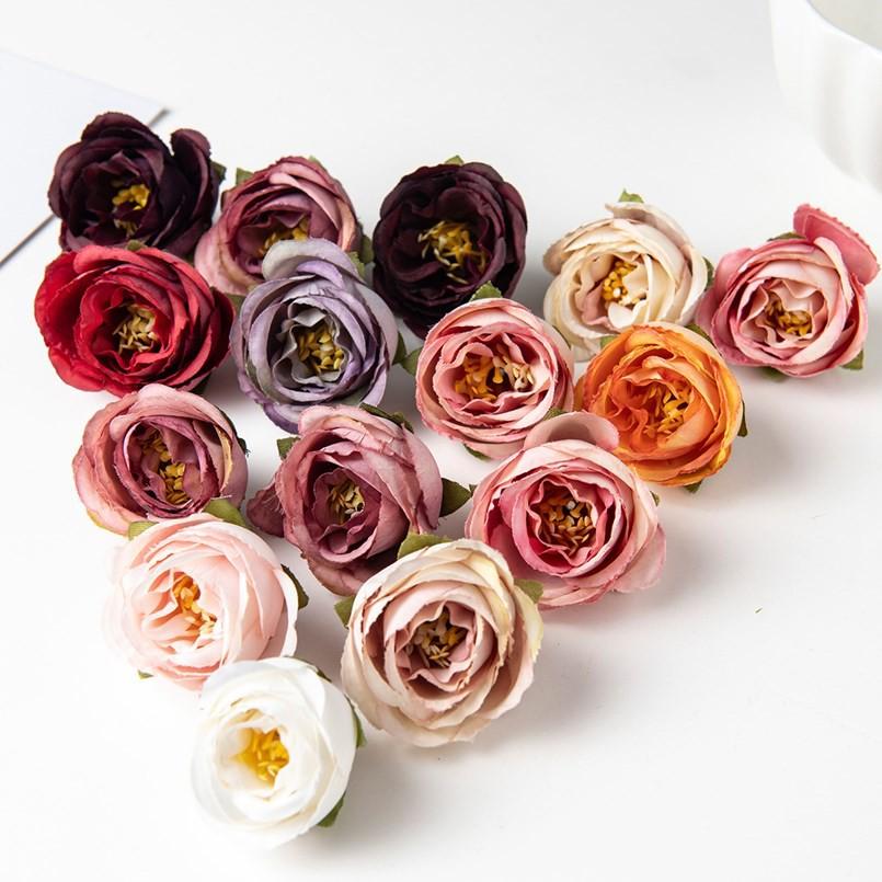 20/40pcs Artificial Flowers Silk Rose Colorful Room Home Garden Wedding Bridal Bouquet Garland Festival Gifts Box Fillers Decor