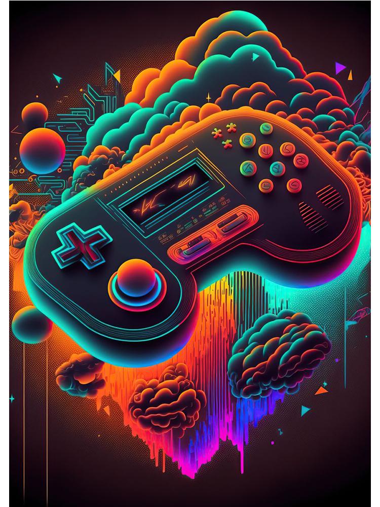 Неоновый красочный геймерский контроллер, крутой игровой настенный художественный холст, живопись, поп-арт, постеры и принты, декор для комнаты, подарок, Cuadros, без светодиода