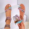 2025 New Summer Sandals Bohemian Ethnic Style Colorful Splicing Roman Sandals Large Size Flat Sandals Women