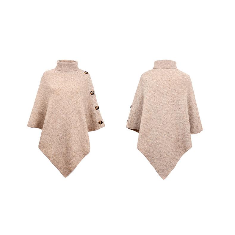 Autumn and Winter Women Solid Loose Bat Sleeve Cross Border Cloak Cardigan Knitwear O-Neck Sweater