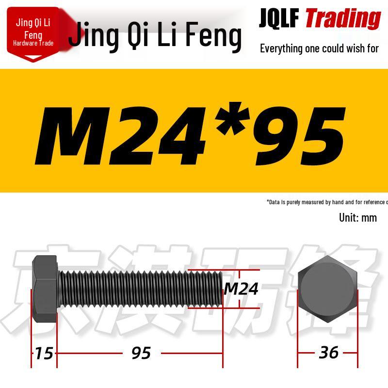 12.9 Grade High-Strength Blackened Hex Bolt M22-M48