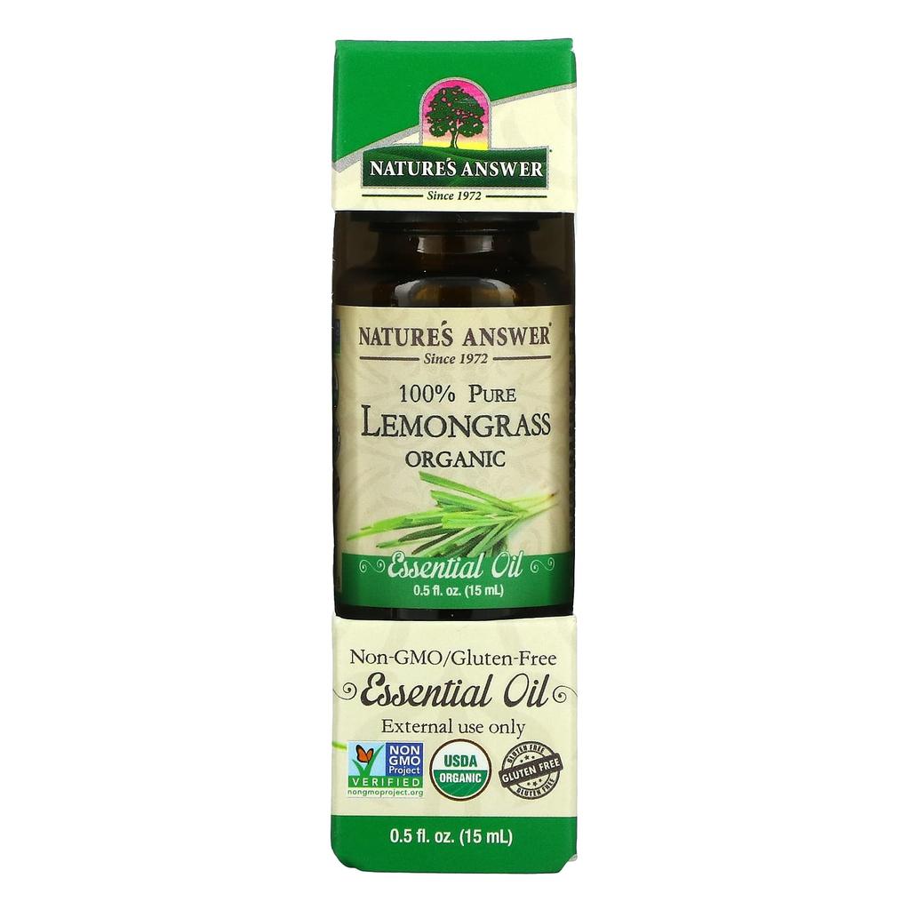 Nature's Answer Organic Essential Oil, 100% Pure Lemongrass, 0.5 Fl Oz (15 Ml)