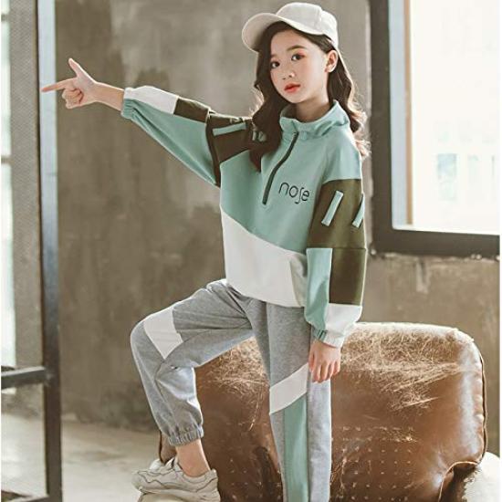 Длинный верх и низ спортивный корейский стильный L01 [ANGELCITY] Джерси, Детская одежда, Толстовка для девочек, Рукав, Комплект, Комплект из 2 предметов, Простой, Одежда,