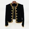 2024 New Spring Autumn Women's Jacket Fashion Outerwear Sequin Gold Buttons Velvet Jackets for Ladies Long Sleeves Short Cardigans