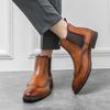 Spring Winter Elegant Boots Leather Men Shoes Slip-on Dress Formal Business Boots Mens Boots Shoes for Men Comfort Chelsea Boots