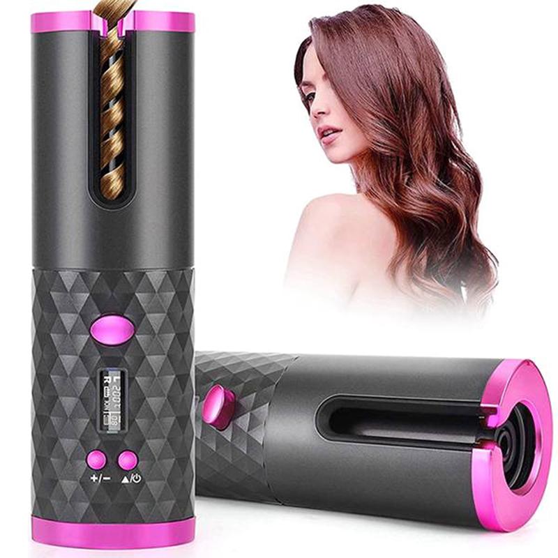 USB Auto Rotate Ceramic Hair Curler Portable Auto Curler LED Display Temperature Professional Curler