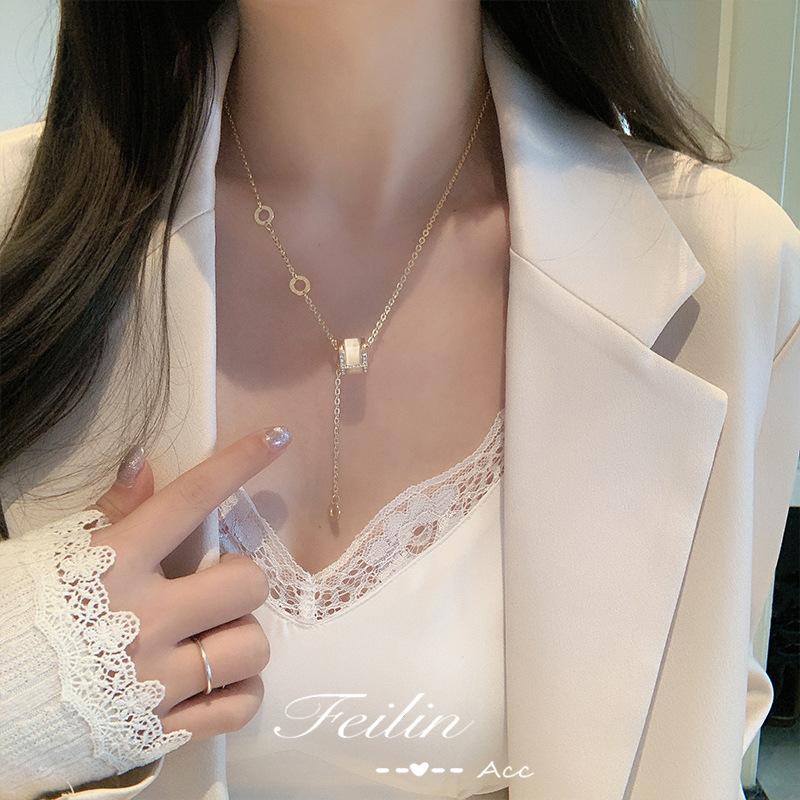 316L Stainless Steel Zircon Transshipment Harbor Style Necklace Fashion Ladies Clavicle Necklace Jewelry Accessories Gift