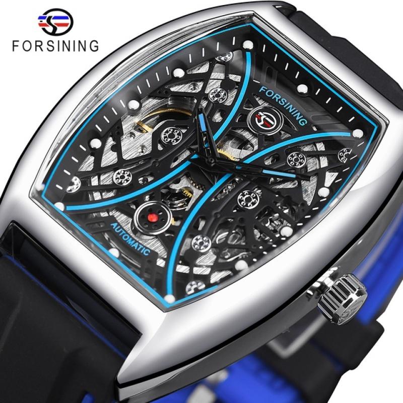 2023 New Square Forsining Men's Fashion Motorcycle Street Tide Men's Hollow Automatic Mechanical Watch Montre Homme
