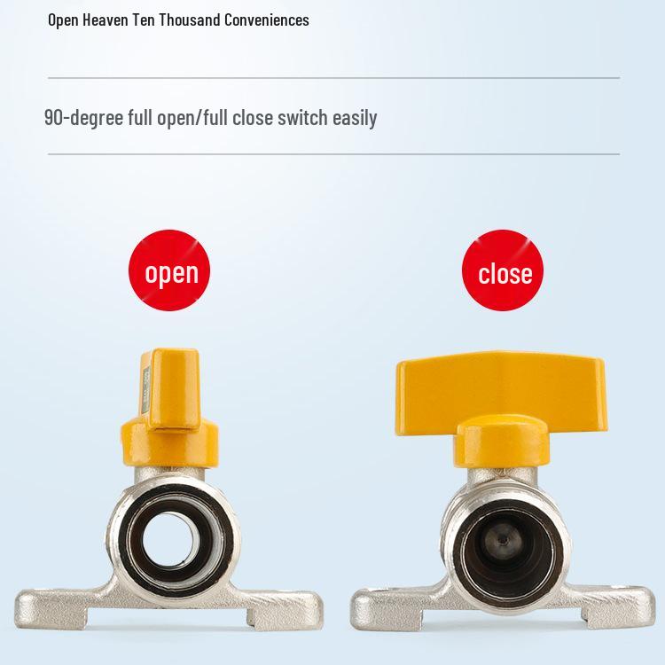 4-Point Double Male Thread Straight Ball Valve Gas Connector with Extended Base
