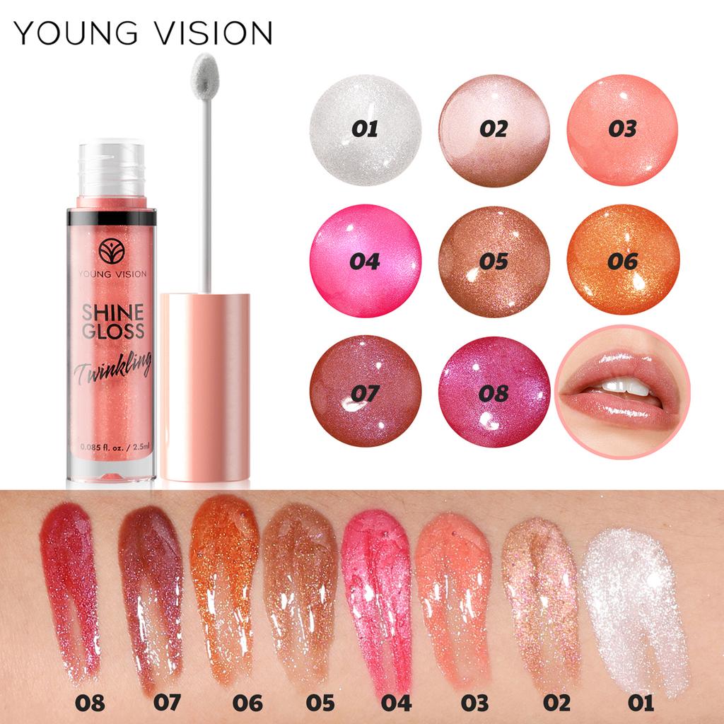 1 ШТ. YOUNG VISION GLOSS TWINKLING SET - 1 цвет Увлажняющий блестящий блеск для губ, легкий и нелипкий, идеально подходит для создания очаровательных сияющих губ
