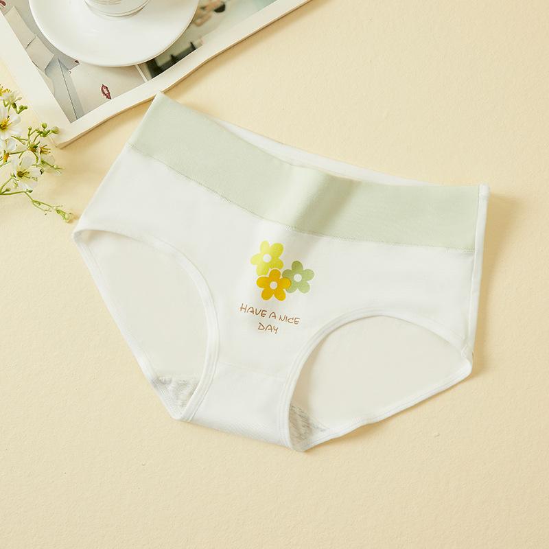 High Waisted Pure Cotton Cute Underwear Printed Japanese Women's Tight and Breathable Briefs
