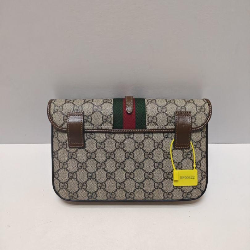 [Pre-Owned] Jackie 1961 Gold Lock Monogram Adjustable Waist Belt Canvas With Leather Trim Messenger Bag Canvas Waist Bag Small - Excellent #MQ2HA1