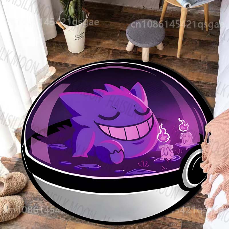 1 шт. Японские игры P-Pokemon G-Gengar Принт Круглый Ковер Коврик для Гостиной Спальни Ковер Фланелевый Нескользящий Ковер Подарок Potdemiel