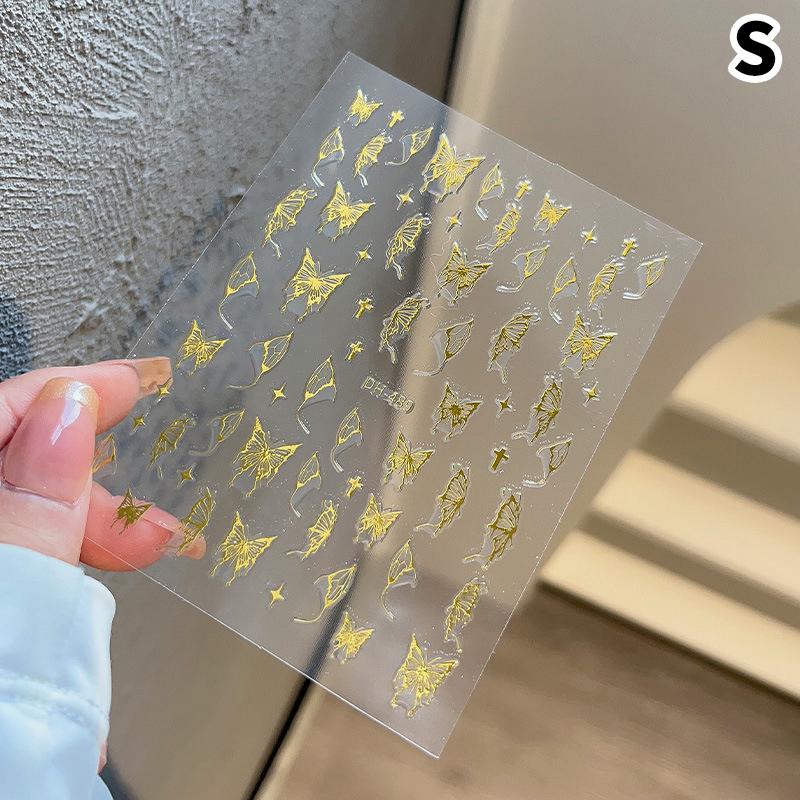 Нарисованная вручную жидкая наклейка для дизайна ногтей в виде бабочки, ультратонкая, прозрачная, декоративная, цветная, самоклеящаяся наклейка