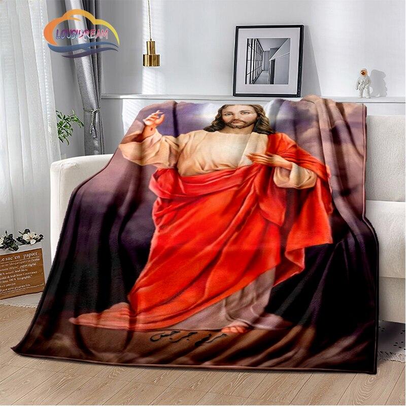 Религиозное кашемировое одеяло с изображением Иисуса, 3D-принт, покрывало с изображением Христа, фланелевое одеяло, серия Девы Марии-Иисуса, удобное домашнее одеяло