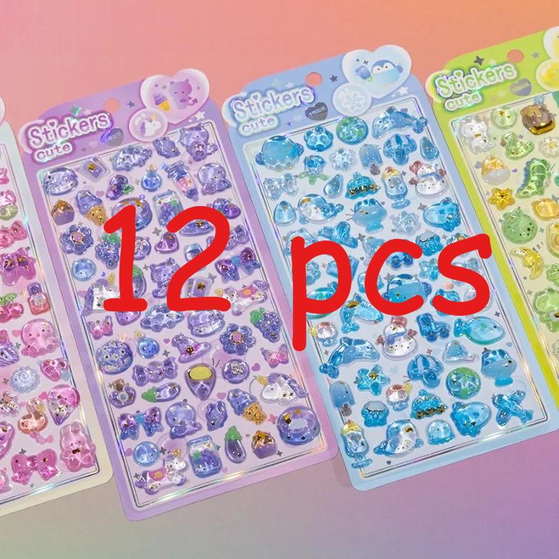 YTES Animation Design Fresh Design Children's Reward Dreamy Rabbit Crystal Embossed Decals – 3D Crystal Journal Ornamental Decals