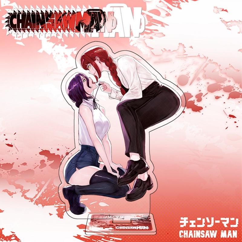 15cm Anime Chainsaw Man Action Figure Stand Model Denji Pochita Makima Power Beam Angel Acrylic Standing Sign Toy Fans