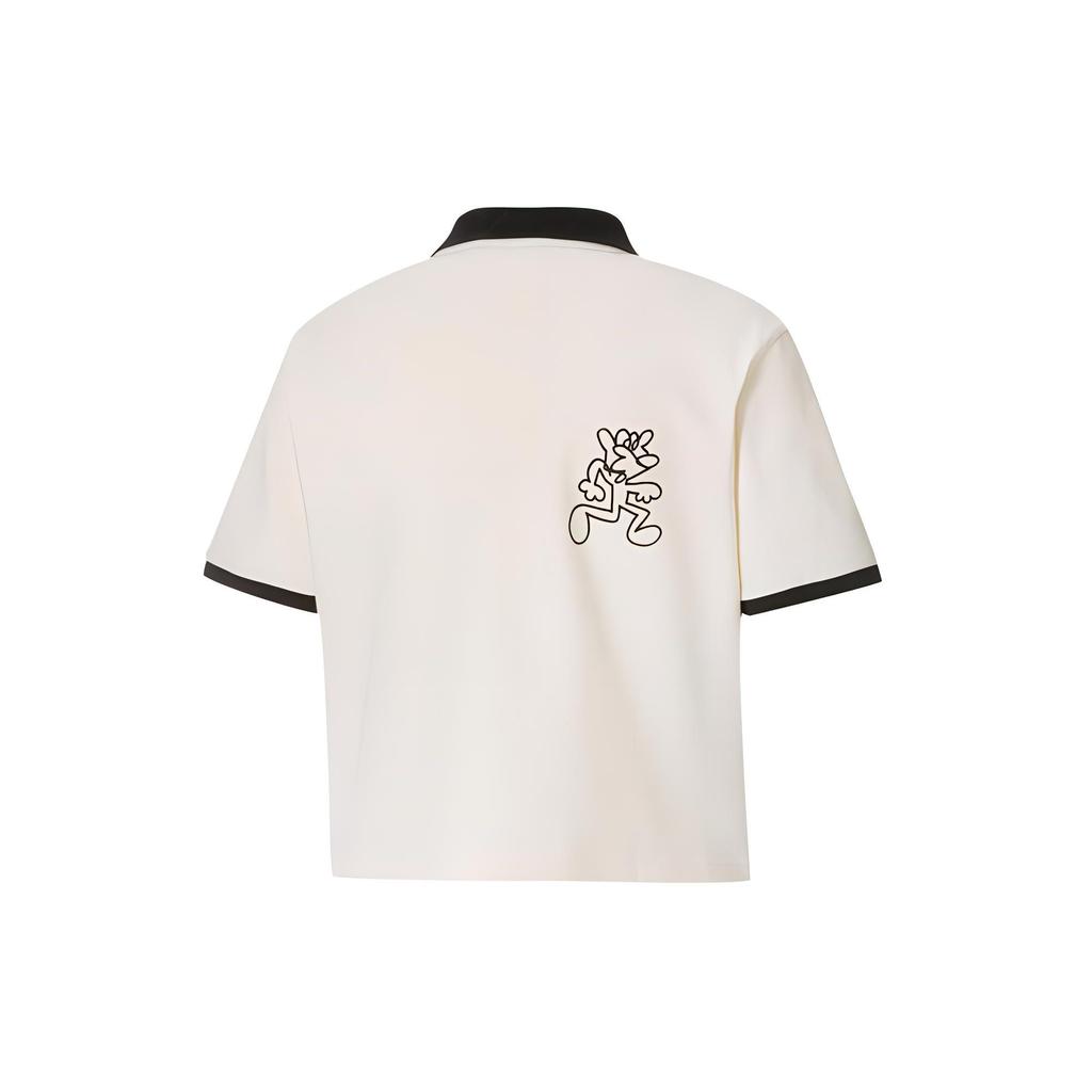 Puma X Mr Doodle Collaboration Граффити Принт Цвет Блок Рубашка Поло С Коротким Рукавом Женские Рубашки Поло Eggnog 530660-75