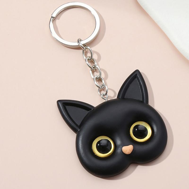 Cute Keychain Black Cat Pendant Key Chains Animal Key Ring For Women Men Handbag Accessories Car Key Hanging Jewelry Gift