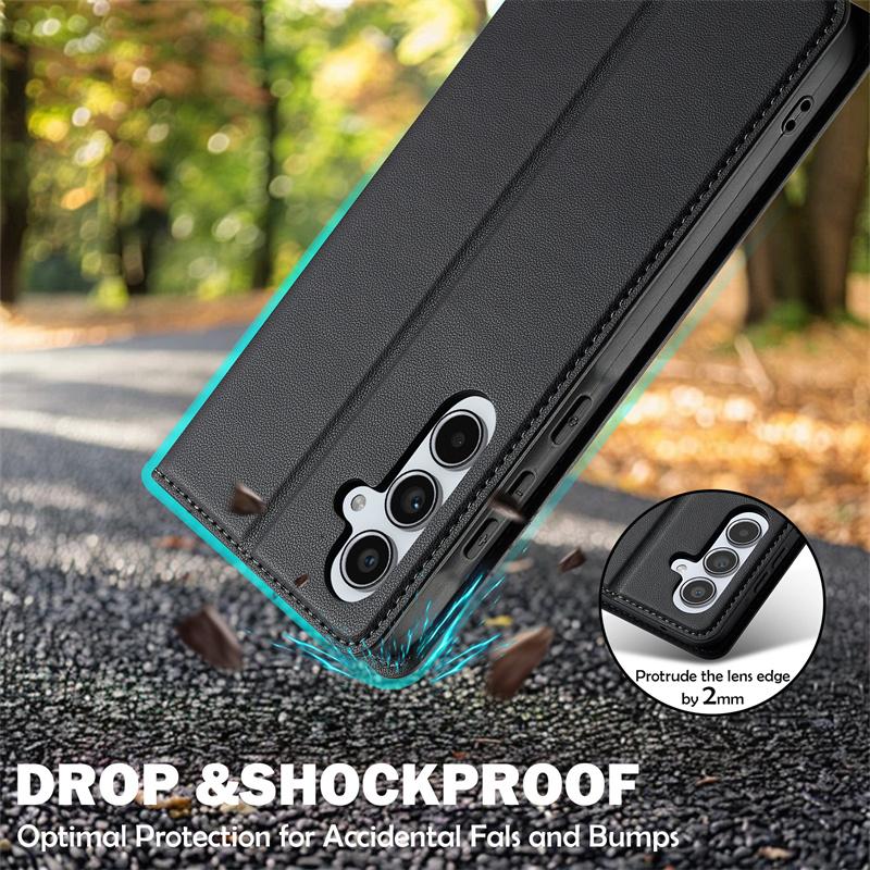 Магнитный чехол-книжка из кожи для Samsung Galaxy S25 S24 S23 S22 S21 A14 A15 A34 A35 A52 A53 A54 A55 Чехол-кошелек с отделением для карт
