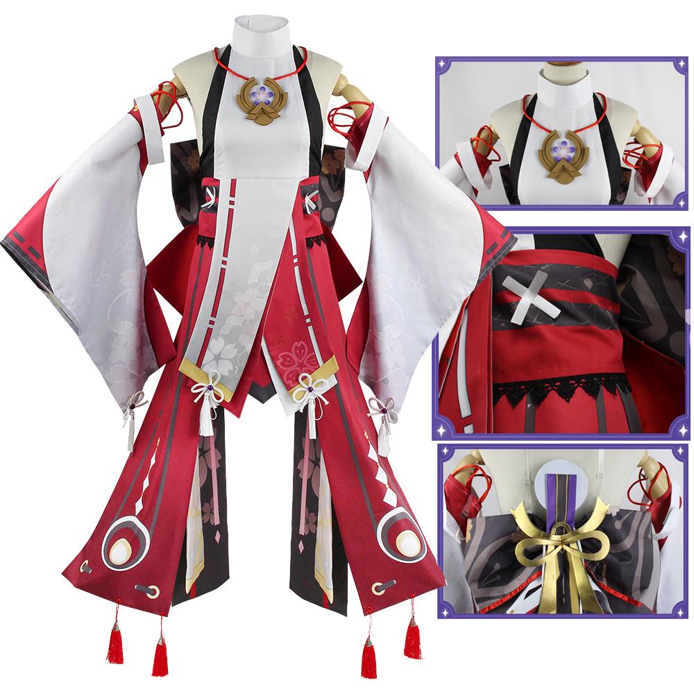 Косплей Yae Miko Guuji Yae, костюм, парик, хвост, игра, Хэллоуин, карнавал, женские комплекты одежды