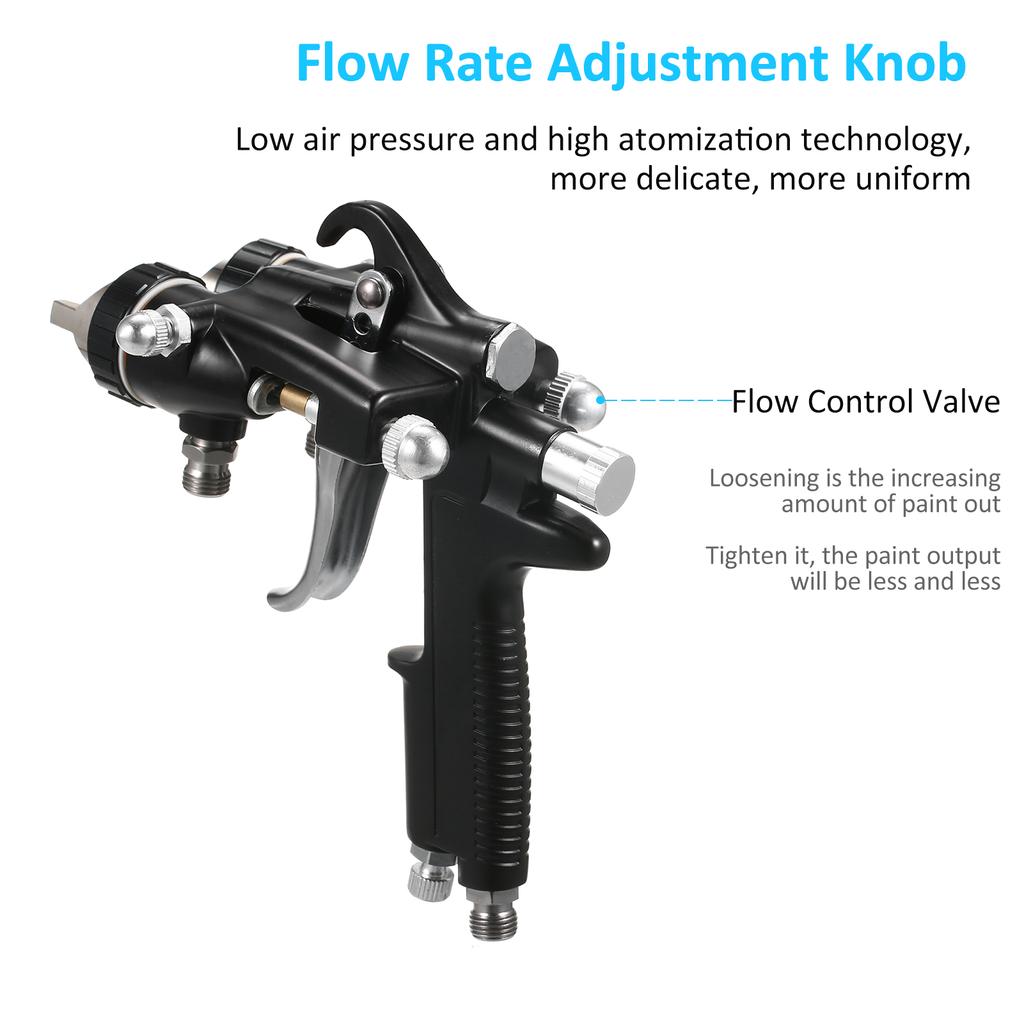 Двойная насадка 1,4 мм, двойная головка, двухкомпонентный распылитель с зеркальным эффектом, серебристый хром, пневматический распылитель
