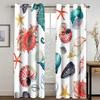 Ocean Animal and Plant Theme High Blackout Drapes Shell Style Thick Clackout Drape Various Styles Bedroom Space Home Drape Hot