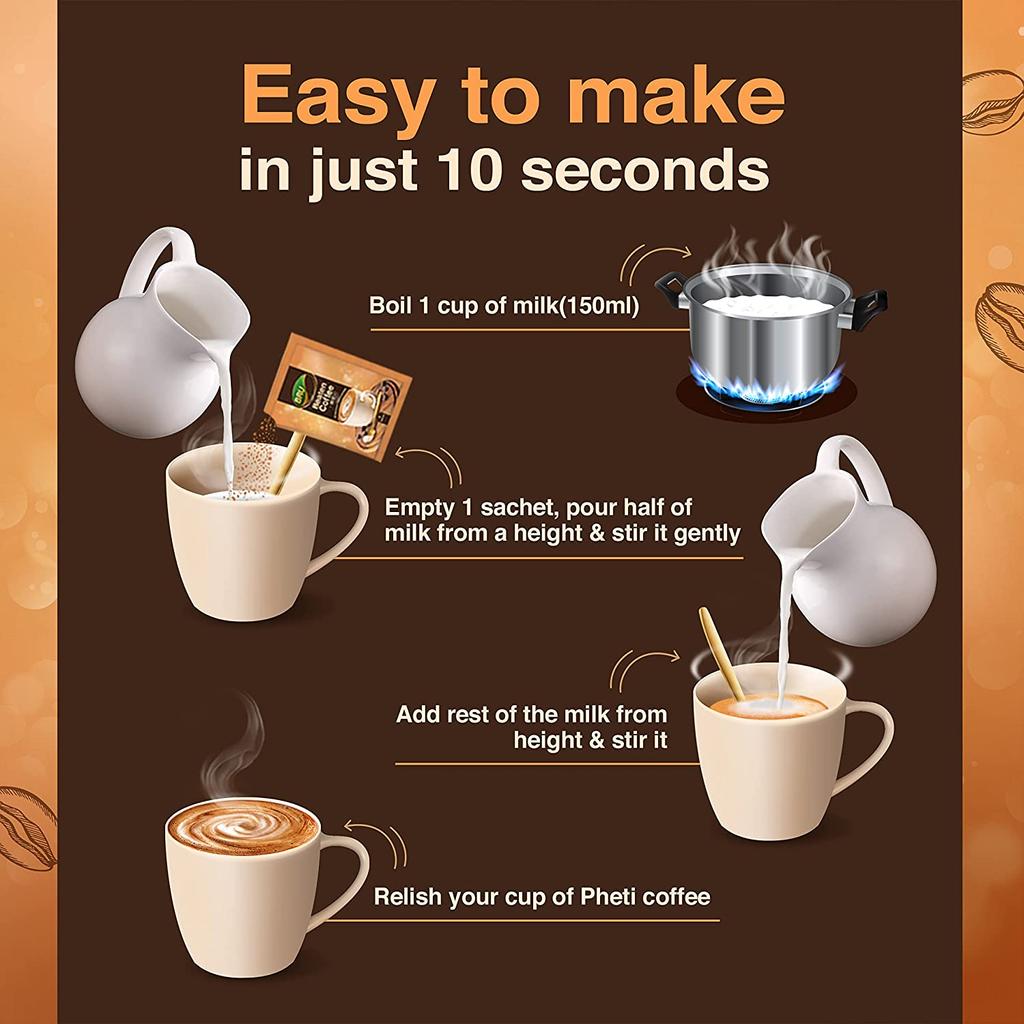 BRU Взбитый кофейный микс | Быстрорастворимая порошковая смесь | Получите сливочный, пенистый кофе Фети Хуэй за 10 секунд | 15 пакетиков| 180г