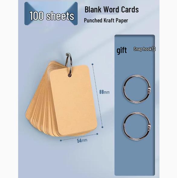 Kraft Paper Flashcard Set - DIY English Memory Cards for Notes, Journals & Doodles