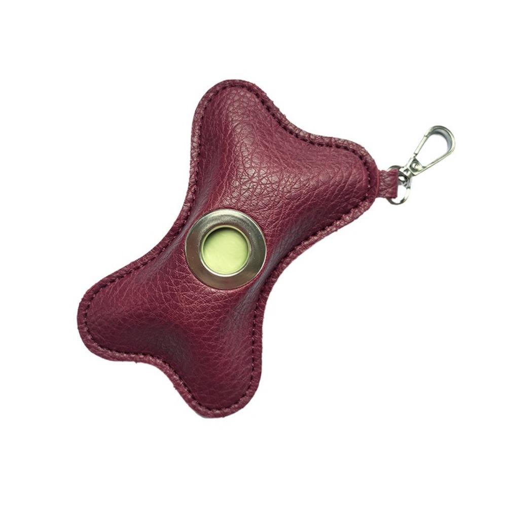 Creative Dog Poop Bag Dispenser Bone Shaped PU Leather Pet Poop Clean Bag Holder Waterproof Portable Pet Waste Bag Carrier