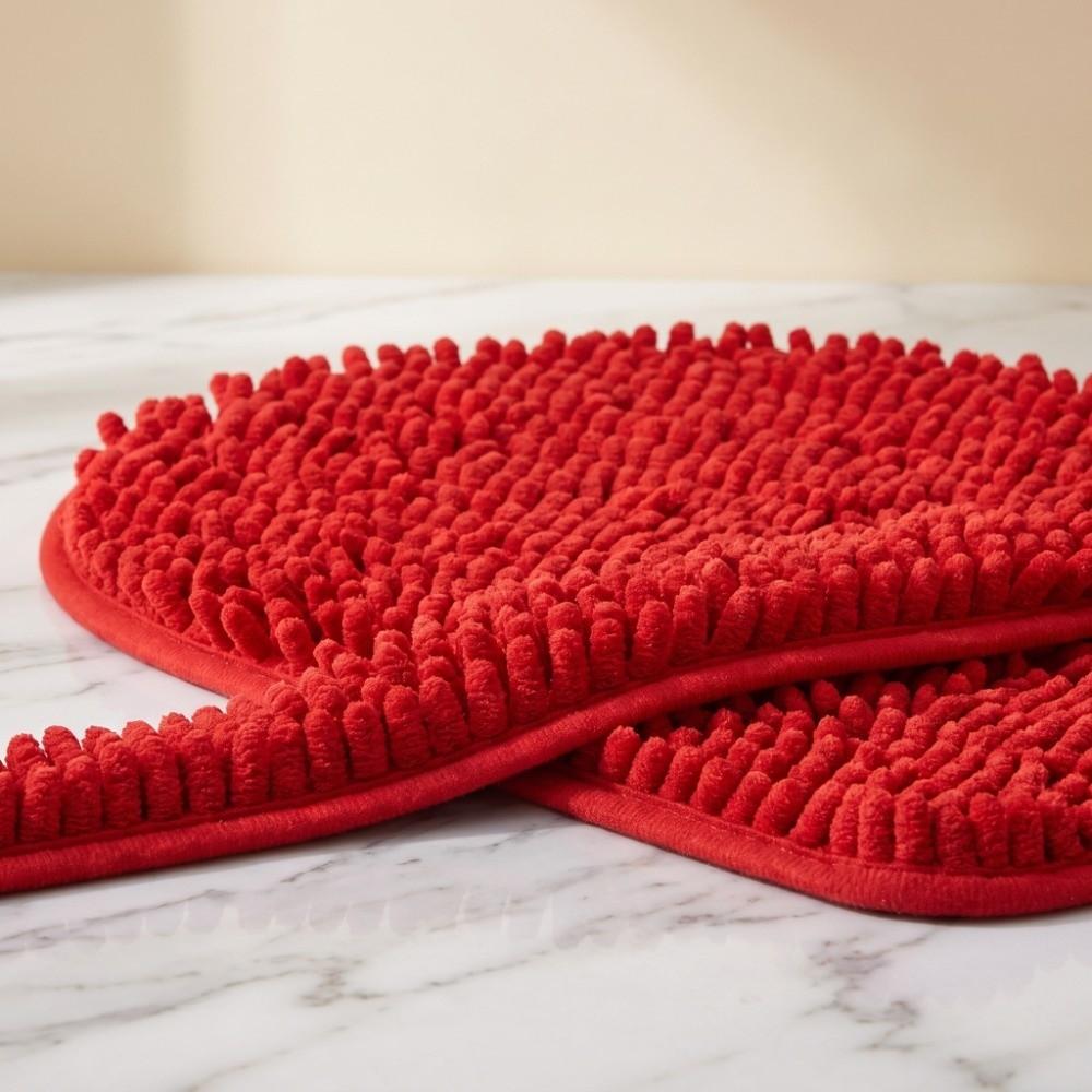 Chenille Red Heart Shaped Chenille Floor Mat Balcony Indoor Decorative Heart-shaped Carpet