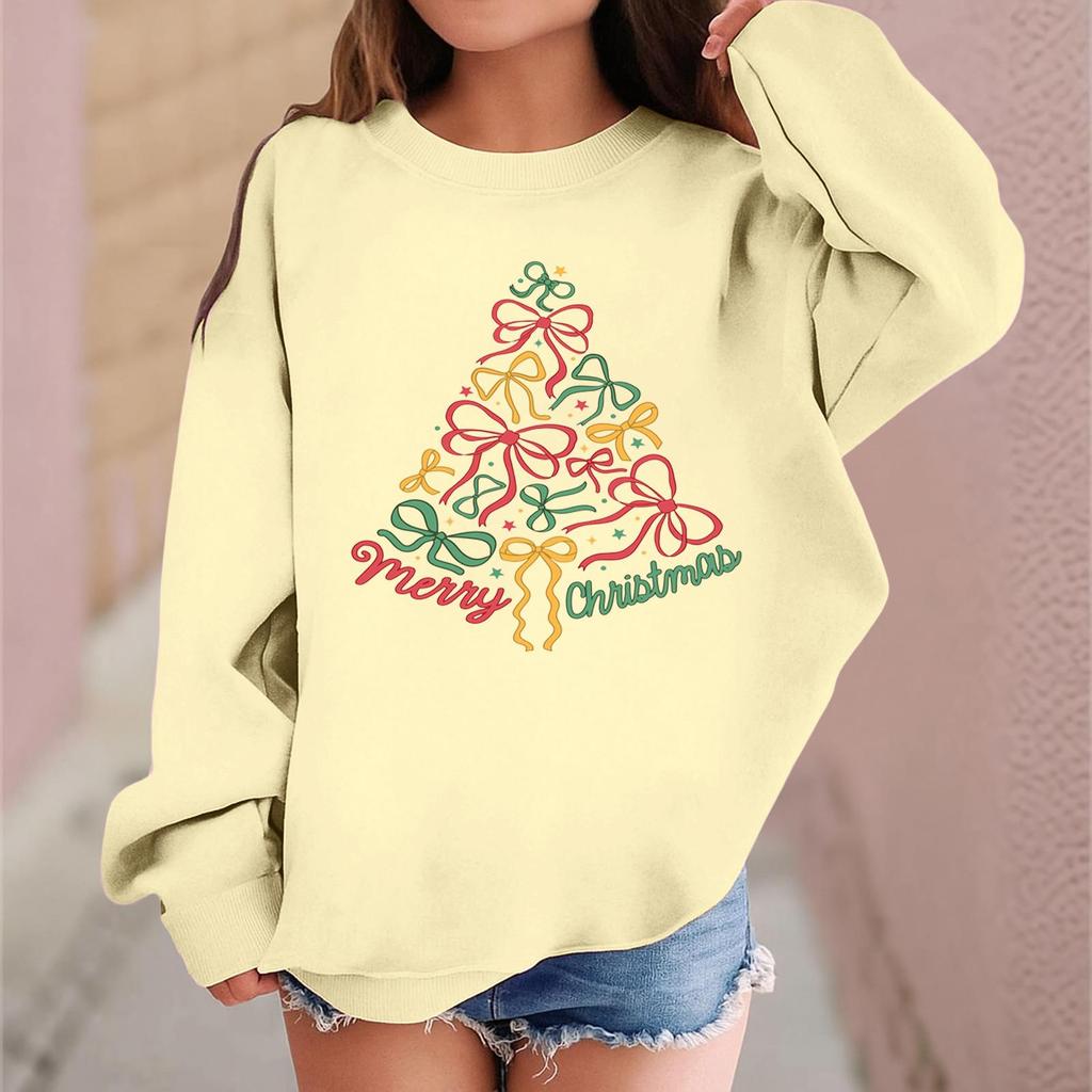 Children's Fashionable Casual Long-sleeved Loose Christmas Print Pullover Sweatshirt